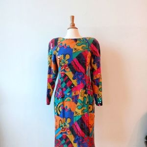 Abstract Sequined Dress Vintage